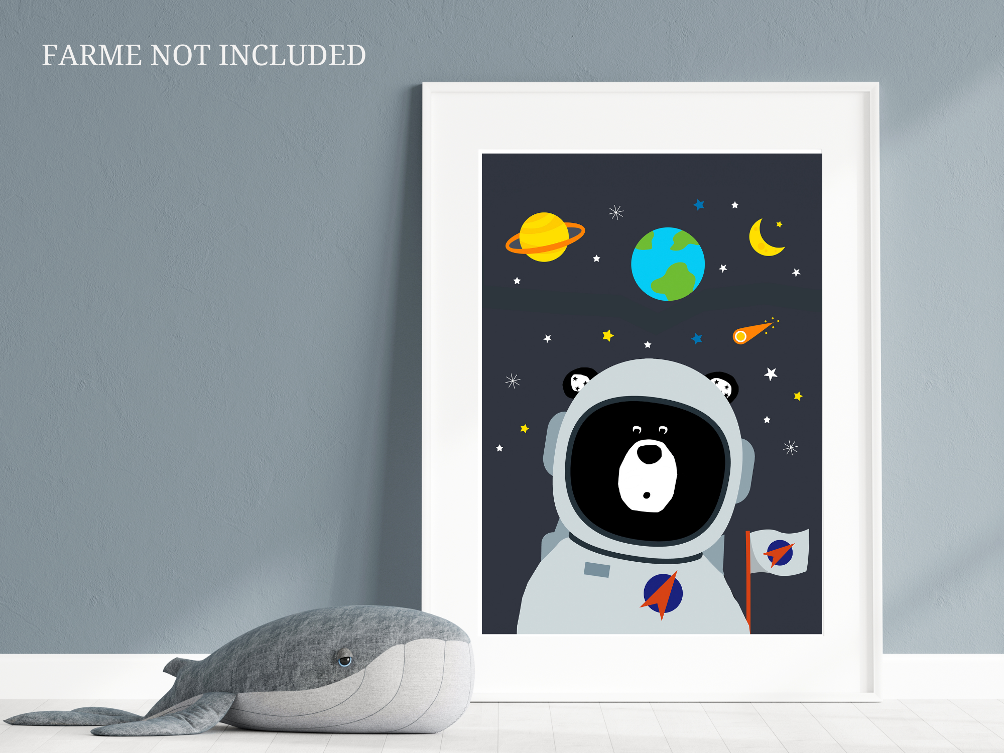 Astronaut Bear, Solar System Prints-Set of 2