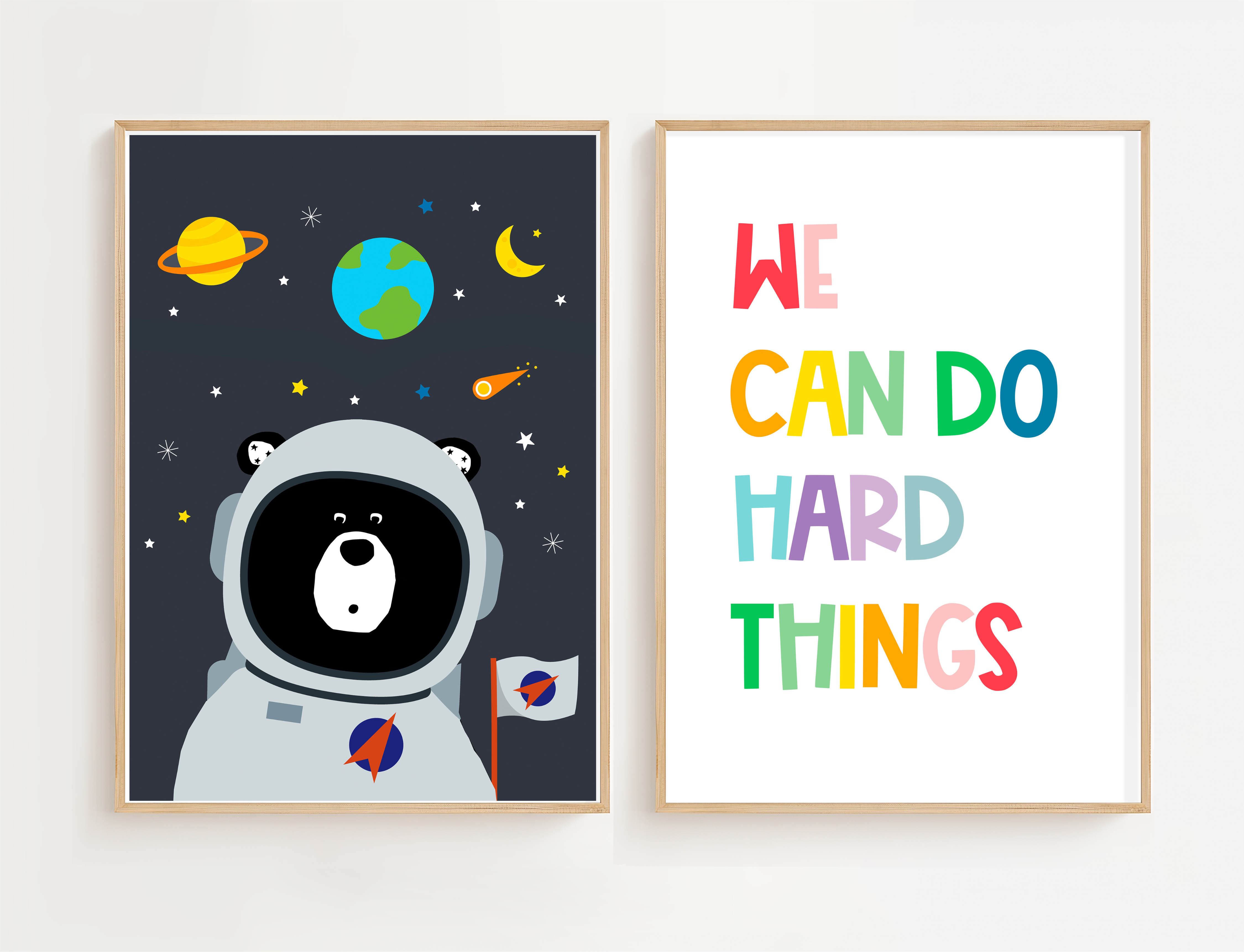 Astronaut Bear Print, Set of 2 Prints