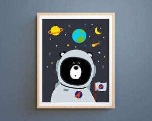 Astronaut Bear Print, Set of 2 Prints