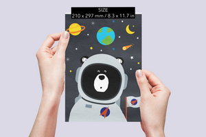 Astronaut Bear Print, Set of 2 Prints